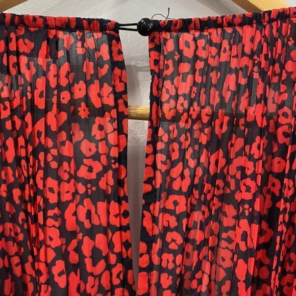Lulus Camile Black and Red Leopard Print Pleated Romper Sz S - Picture 15 of 16